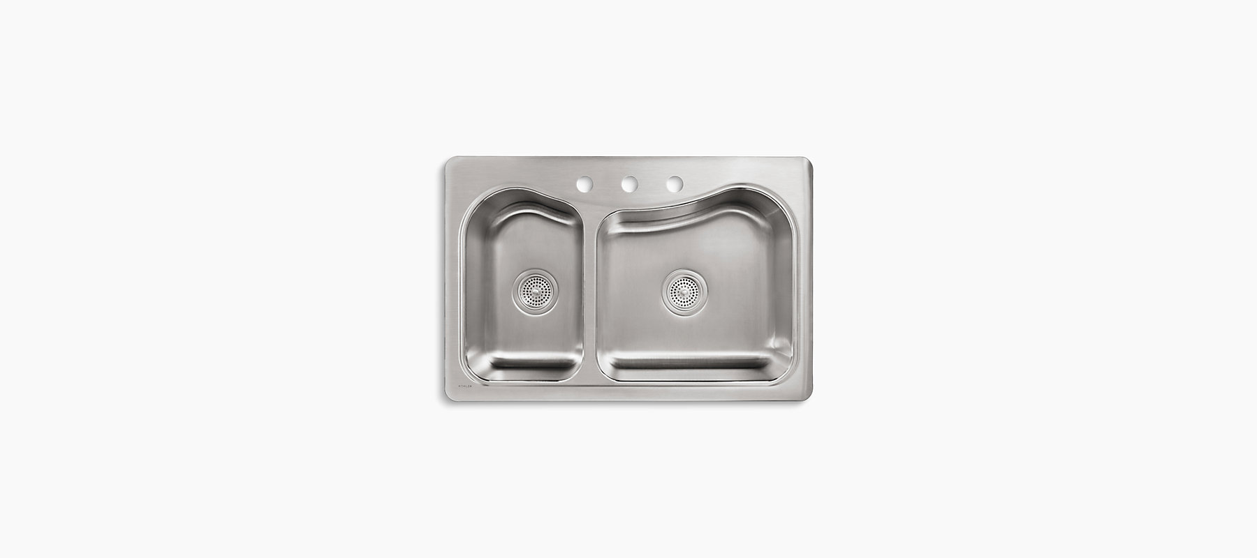 K-3361-3 | Staccato Large/Medium Top-Mount Sink with Three-Hole | KOHLER Kohler Stainless Steel Sink Clips